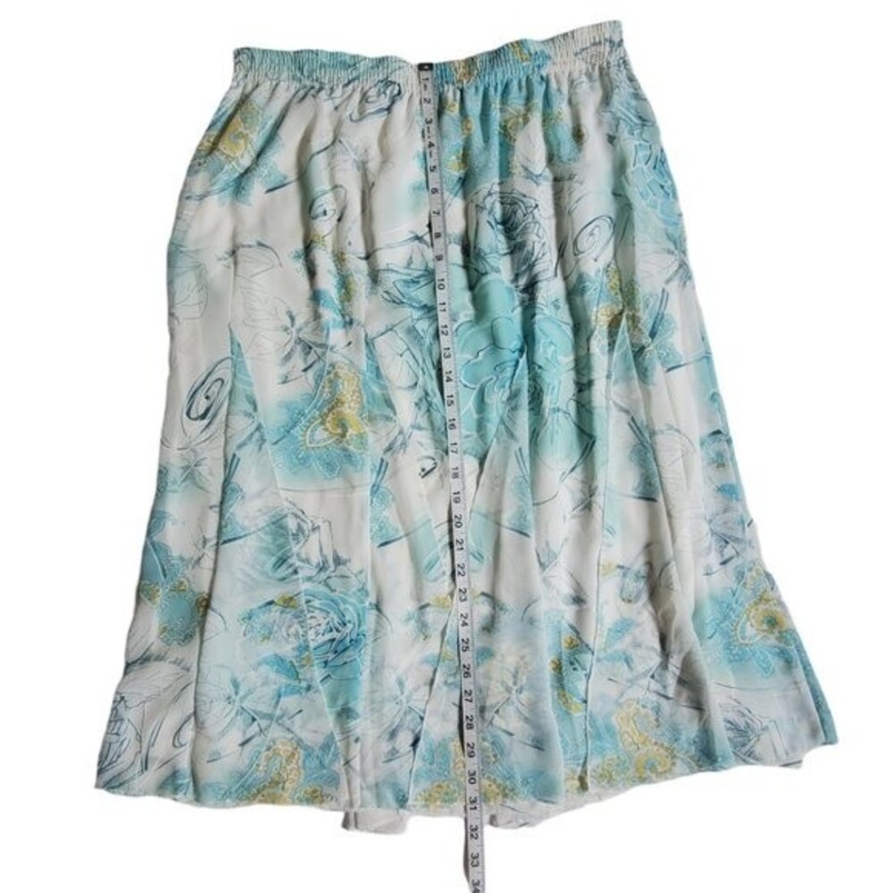 Bon Worth blue green white yellow flowy Y2K vintage floral print skirt sz L - Picture 8 of 9
